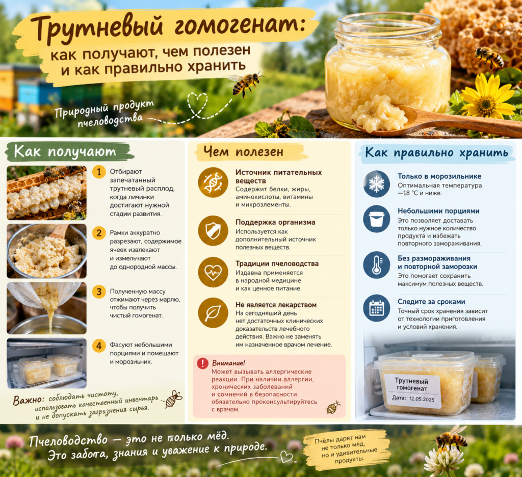 Трутневый гомогенат: как получают, чем полезен и как правильно хранить